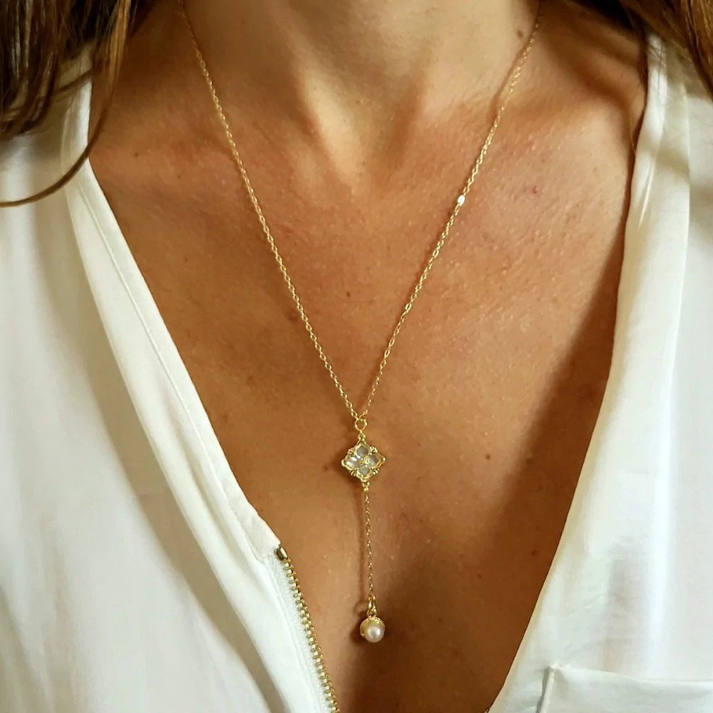 vergulde ketting met parel