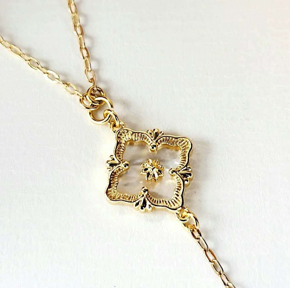 18K Vergulde ketting met parel