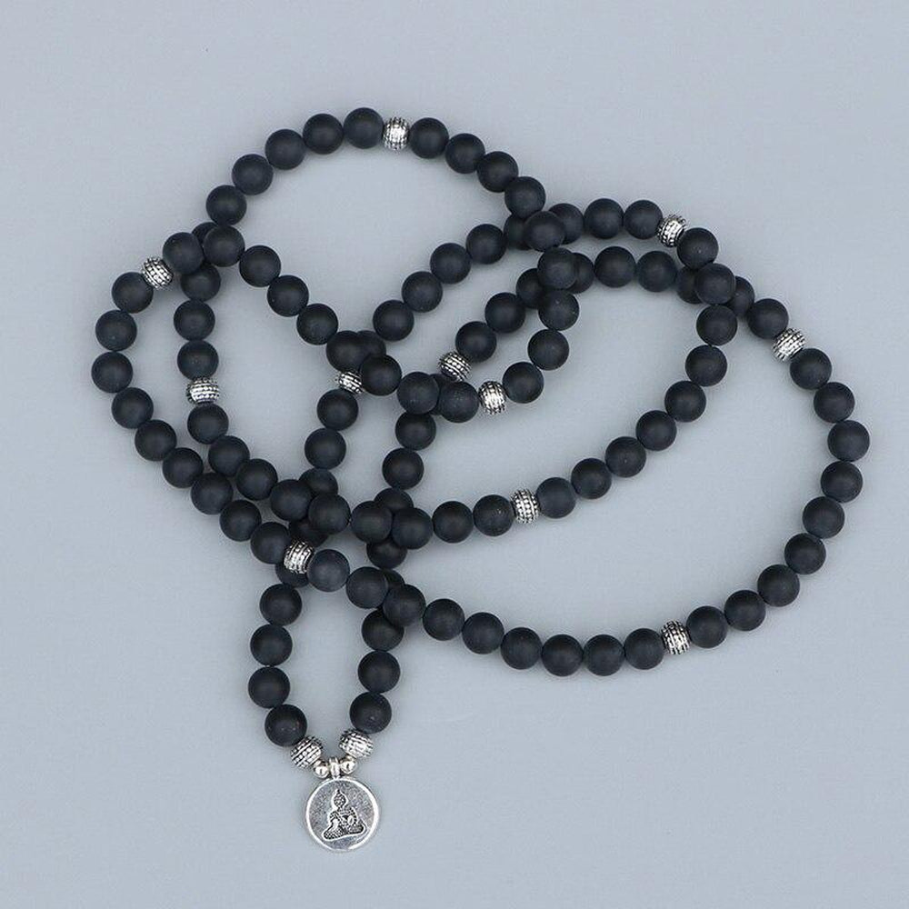 EDOTHALIA Popular 108 Beads Mala Bracelets Women Men Lover's Gift Matte Black Onyx Strands Bracelet Yoga Jewelry-200000147-Het Spullenpakhuis