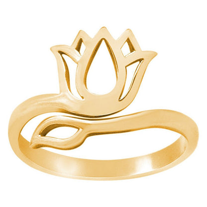 goudkleurige ring met lotus bloem