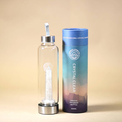 Duurzame waterfles van glas met edelstenen inclusief GRATIS hoes