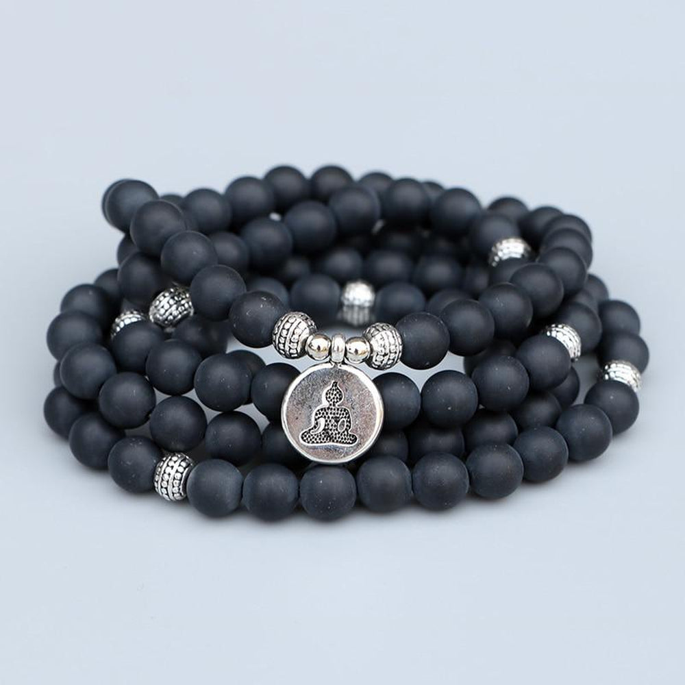 EDOTHALIA Popular 108 Beads Mala Bracelets Women Men Lover's Gift Matte Black Onyx Strands Bracelet Yoga Jewelry-200000147-Het Spullenpakhuis