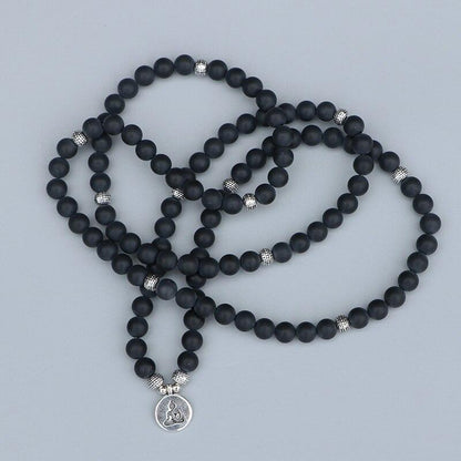 EDOTHALIA Popular 108 Beads Mala Bracelets Women Men Lover's Gift Matte Black Onyx Strands Bracelet Yoga Jewelry-200000147-Het Spullenpakhuis