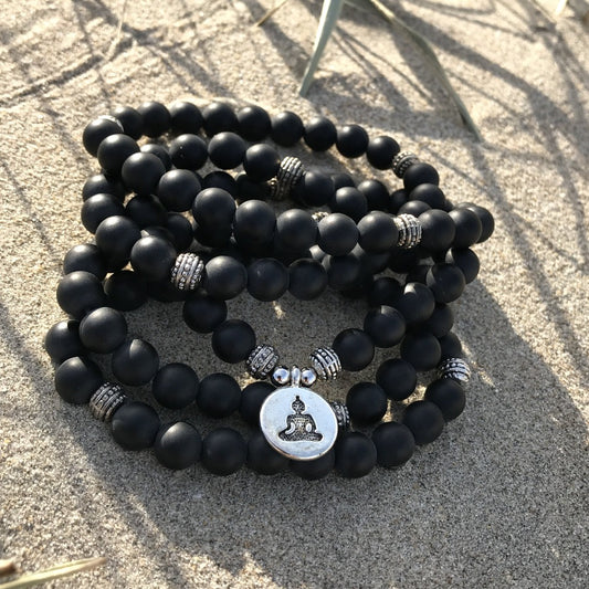 mala ketting armband 108 kralen black onyx budha